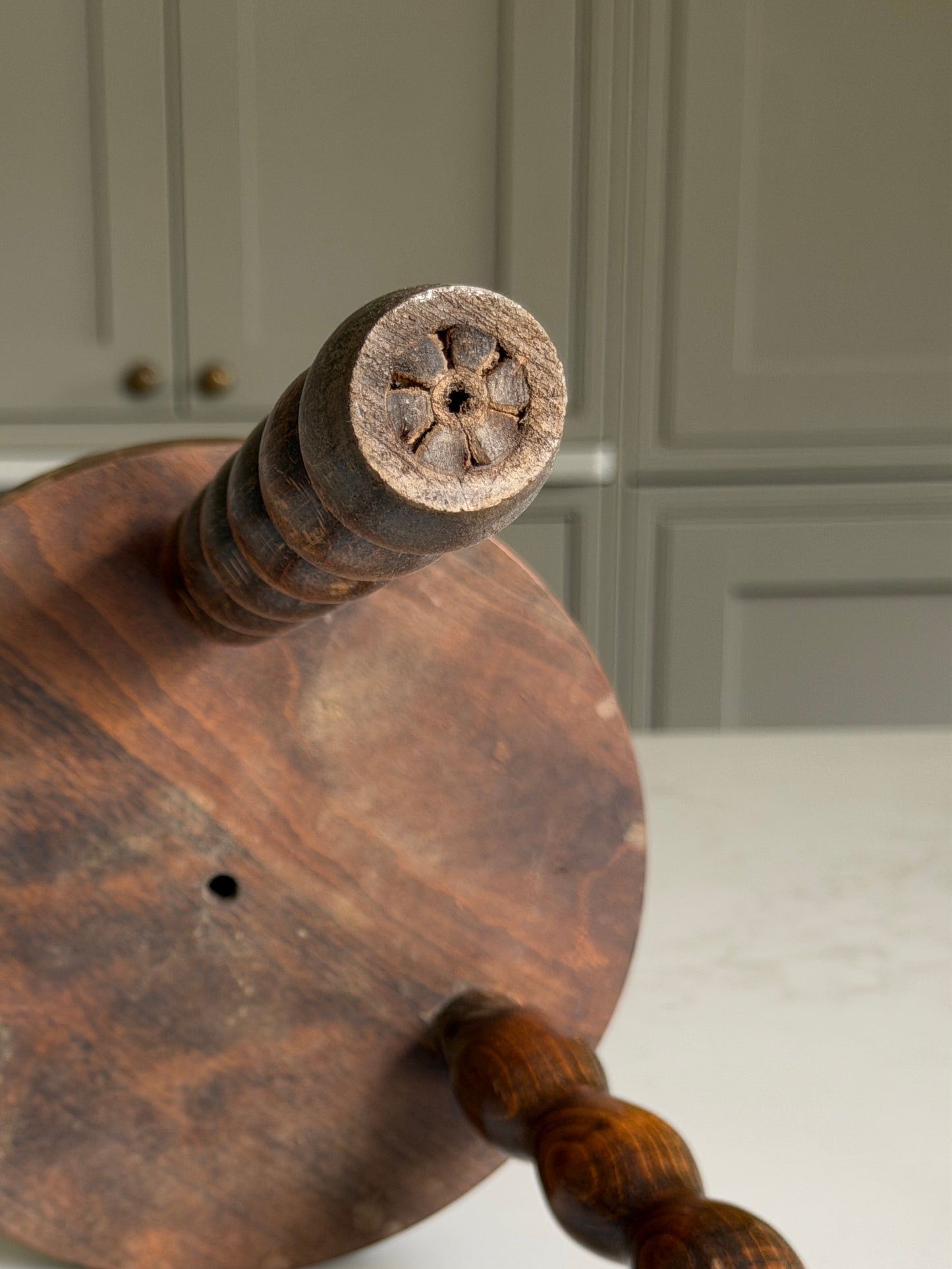 Small Round French Bobbin Milking Stool