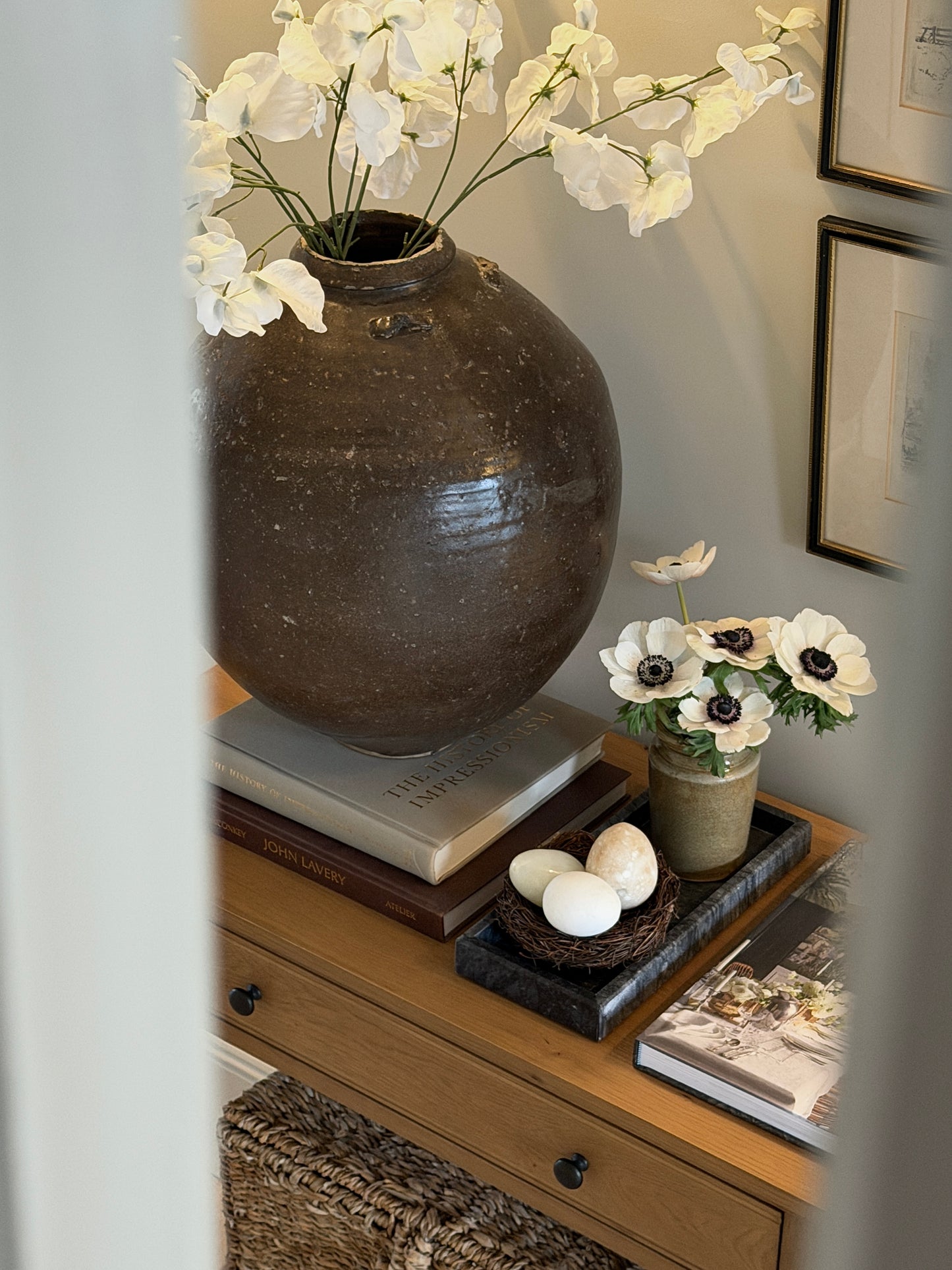 Olive Crackle Glaze Victorian Pot