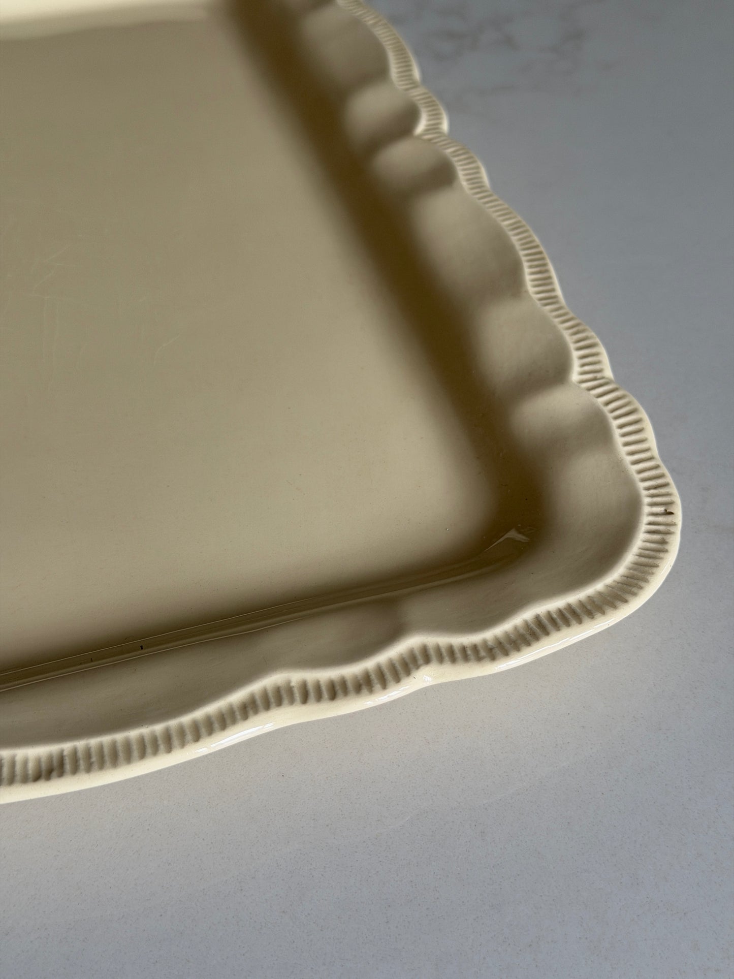 Butter Yellow French scalloped Rectangular Platter