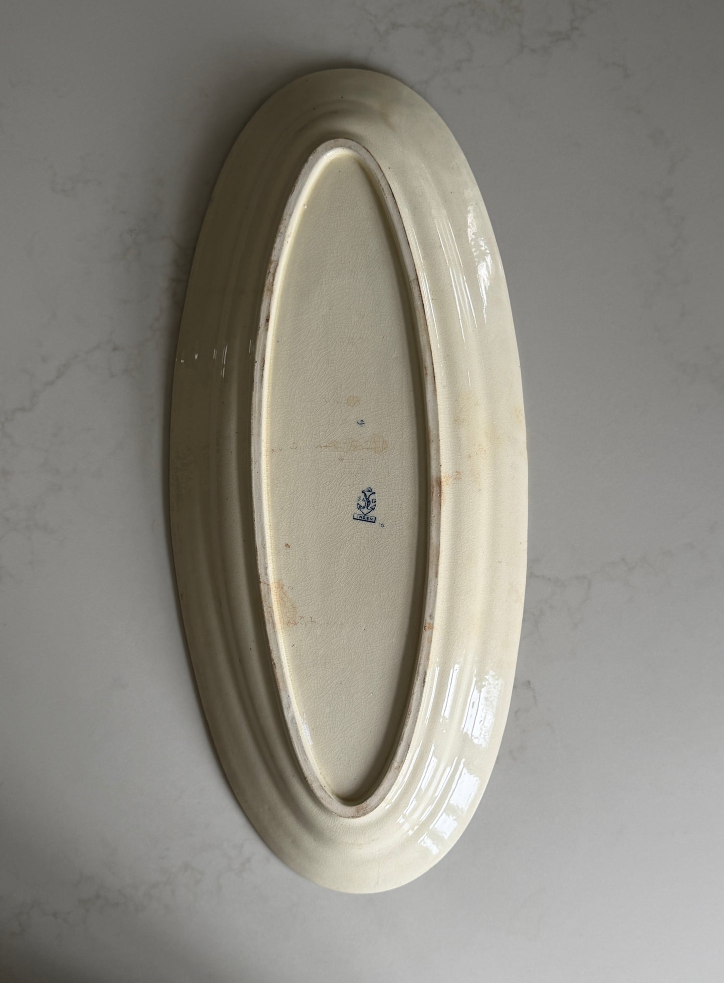 XL Oval White & Blue Floral French Platter