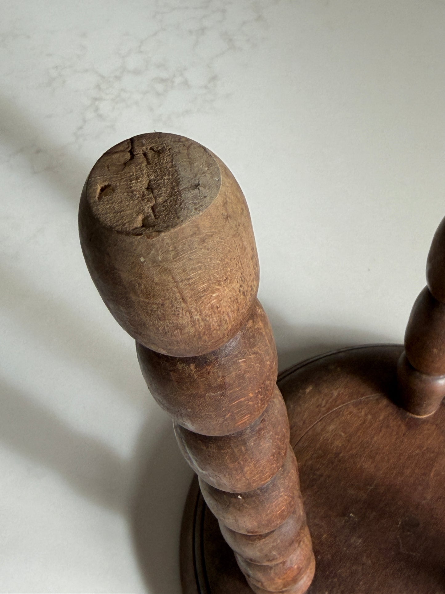 Small Round French Elongated Bobbin Milking Stool