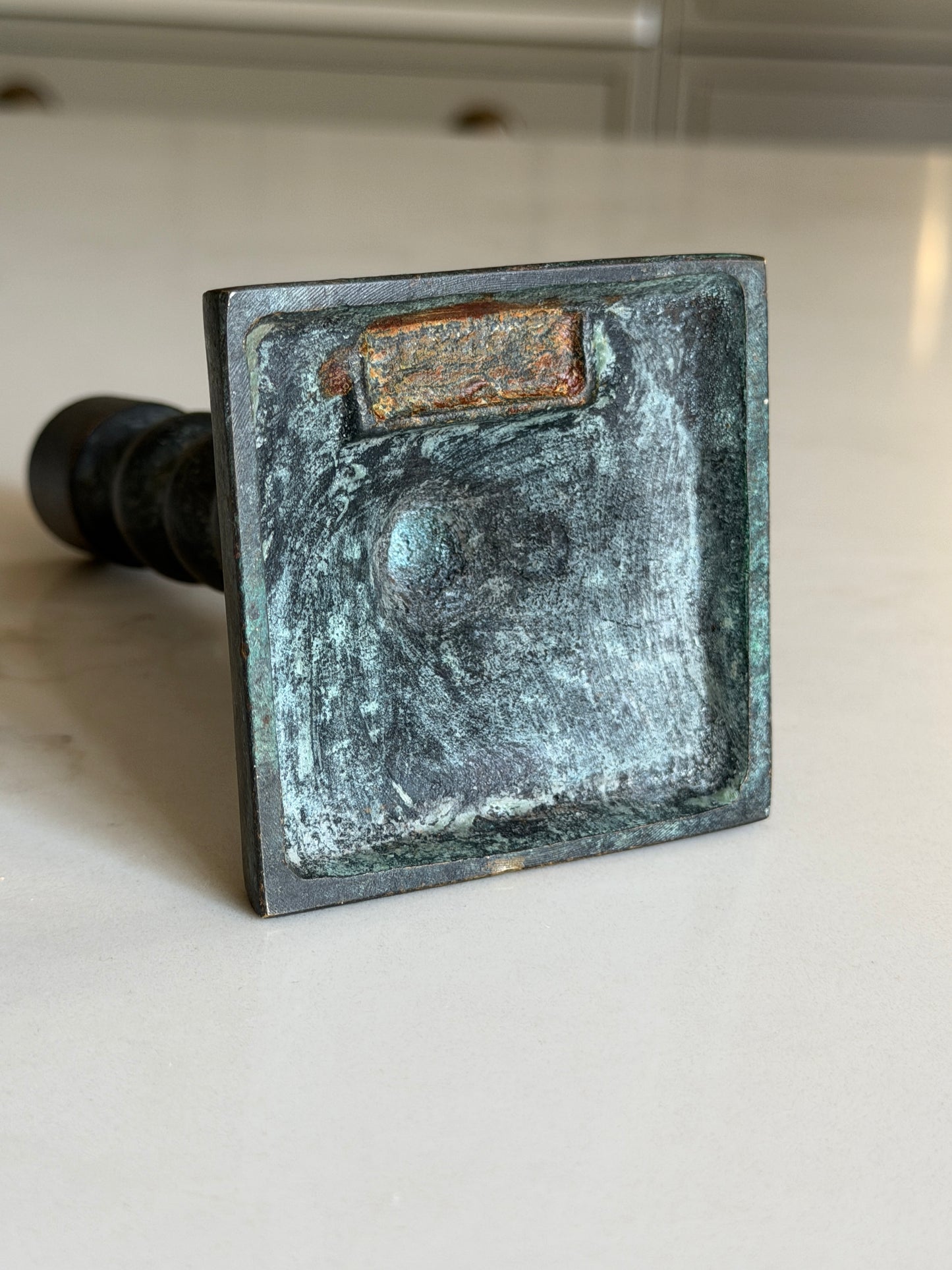 Bronze Bobbin Candlestick Holder