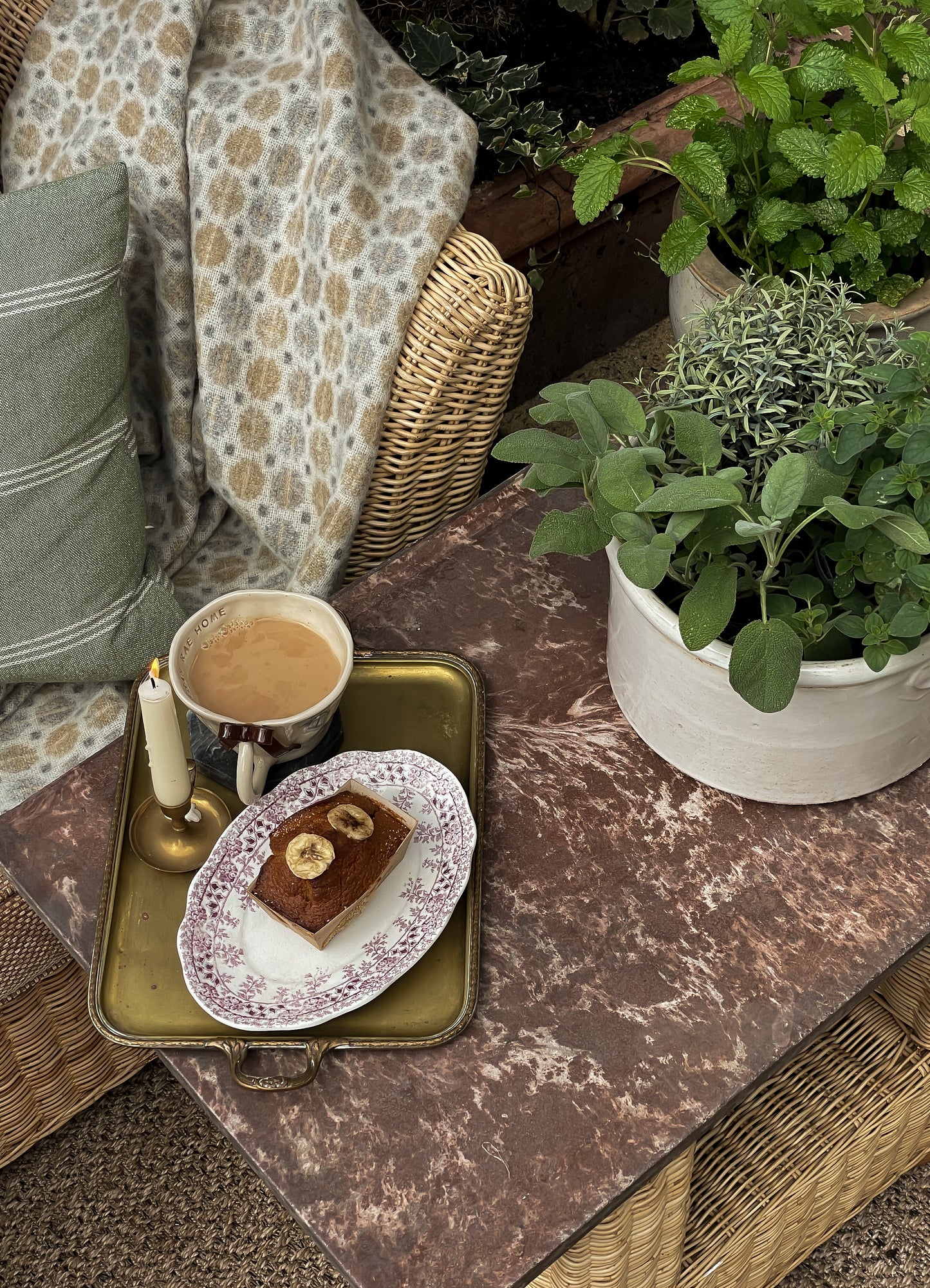 Small Vintage French Brass Tray with Decorative Handles