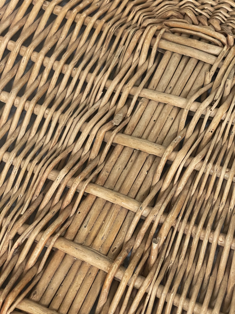 Antique French Handled Wicker Basket Tray