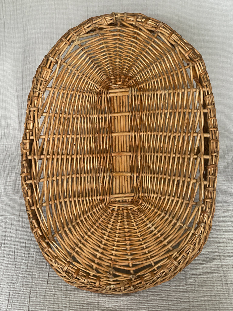 Antique French Handled Wicker Basket Tray