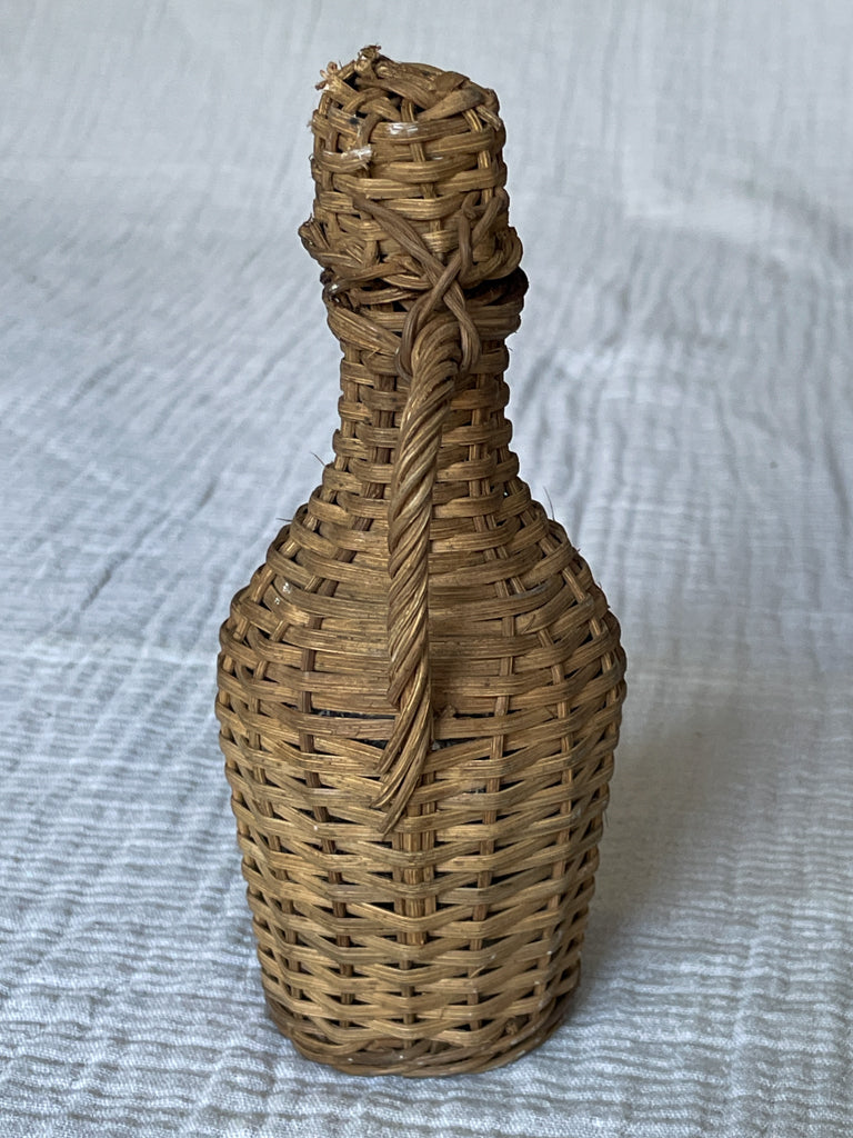 Vintage Small Wicker Handled Styling Bottle