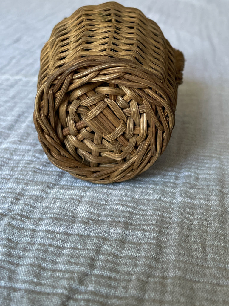 Vintage Small Wicker Handled Styling Bottle