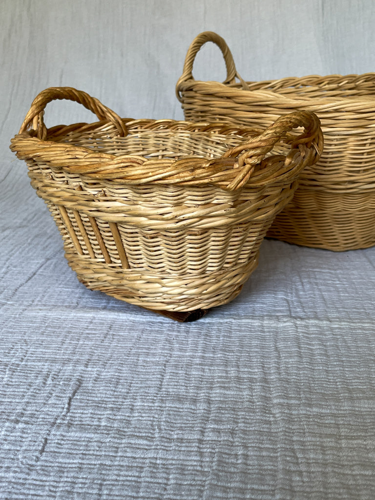 Pair of Vintage Handled Wicker Baskets