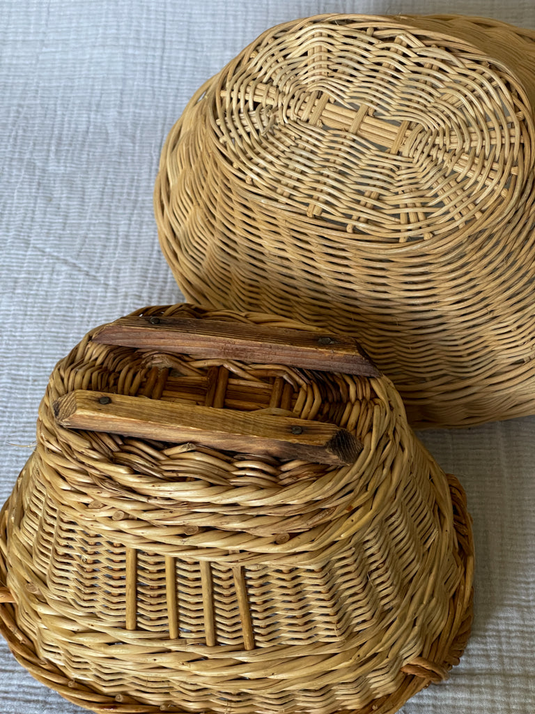 Pair of Vintage Handled Wicker Baskets