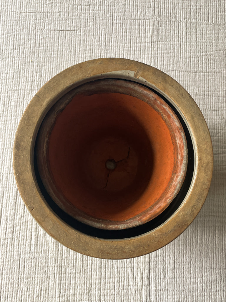 Large Greige Vintage French Stoneware Planter