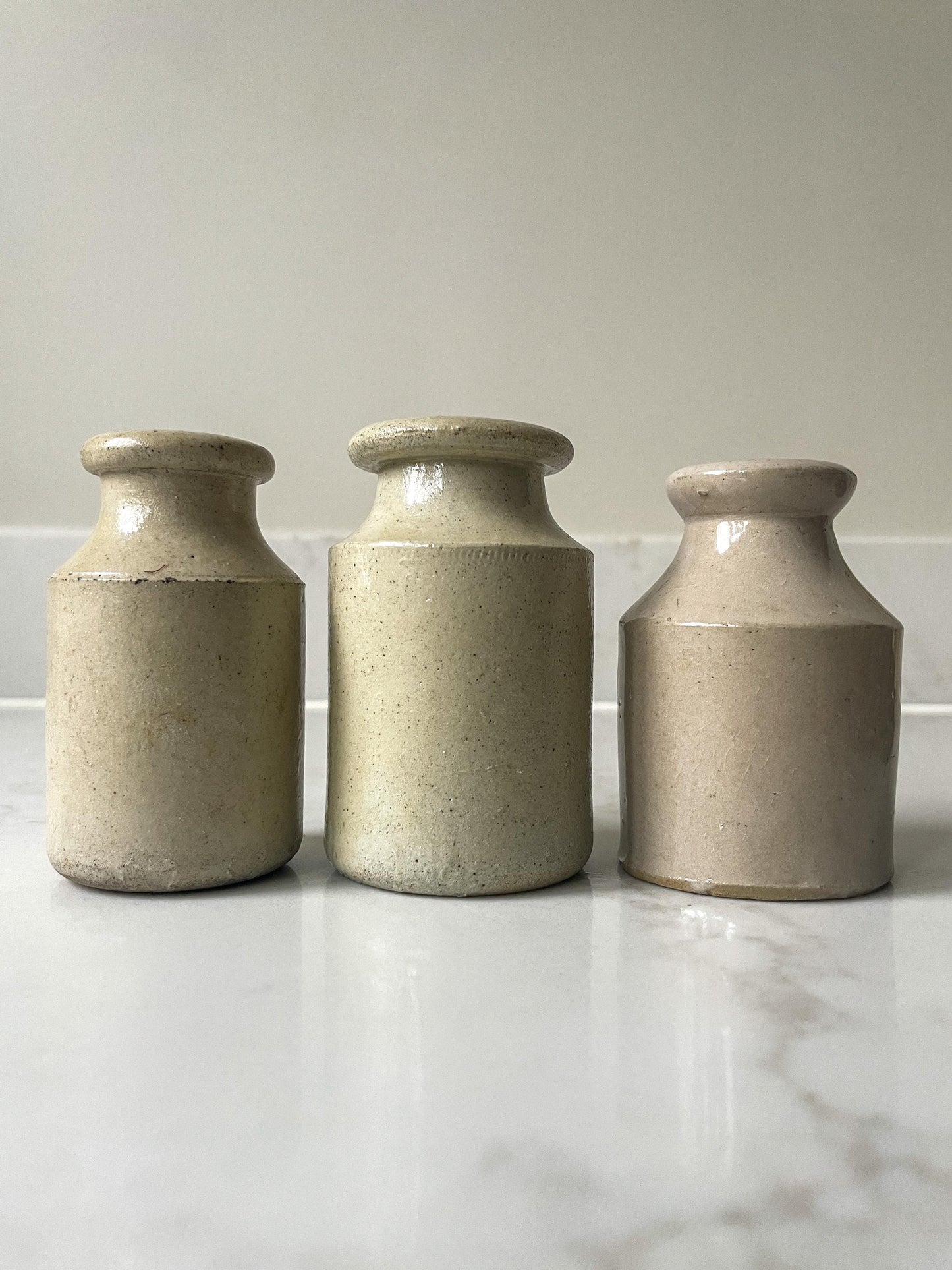 Set of 3 Vintage Victorian Stoneware Bud Vases