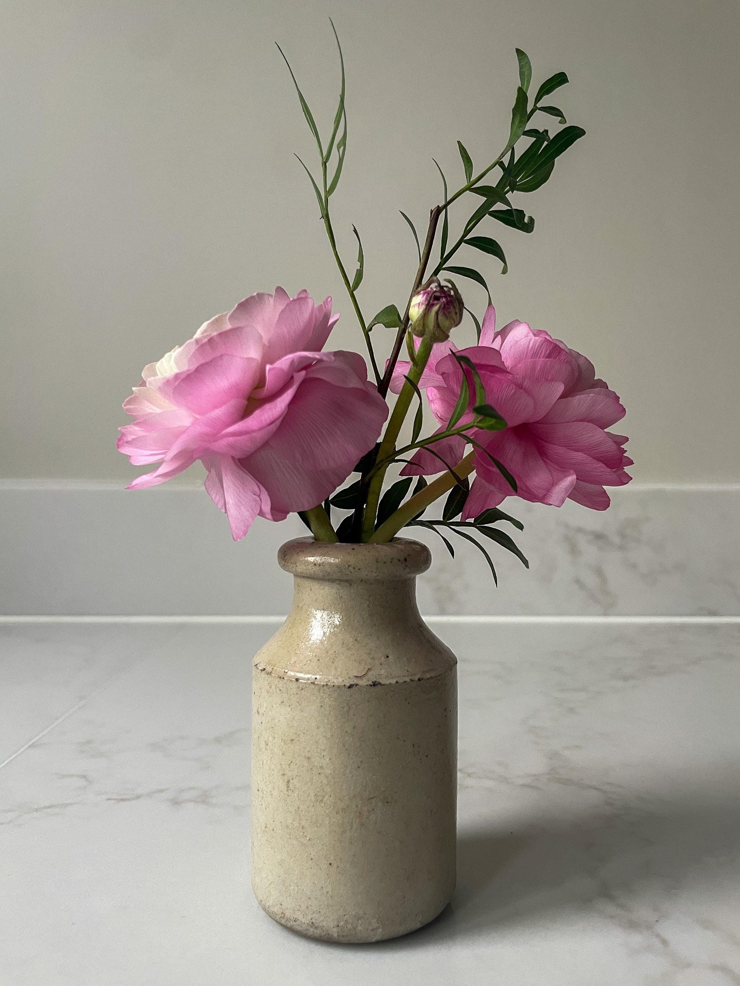 Set of 3 Vintage Victorian Stoneware Bud Vases