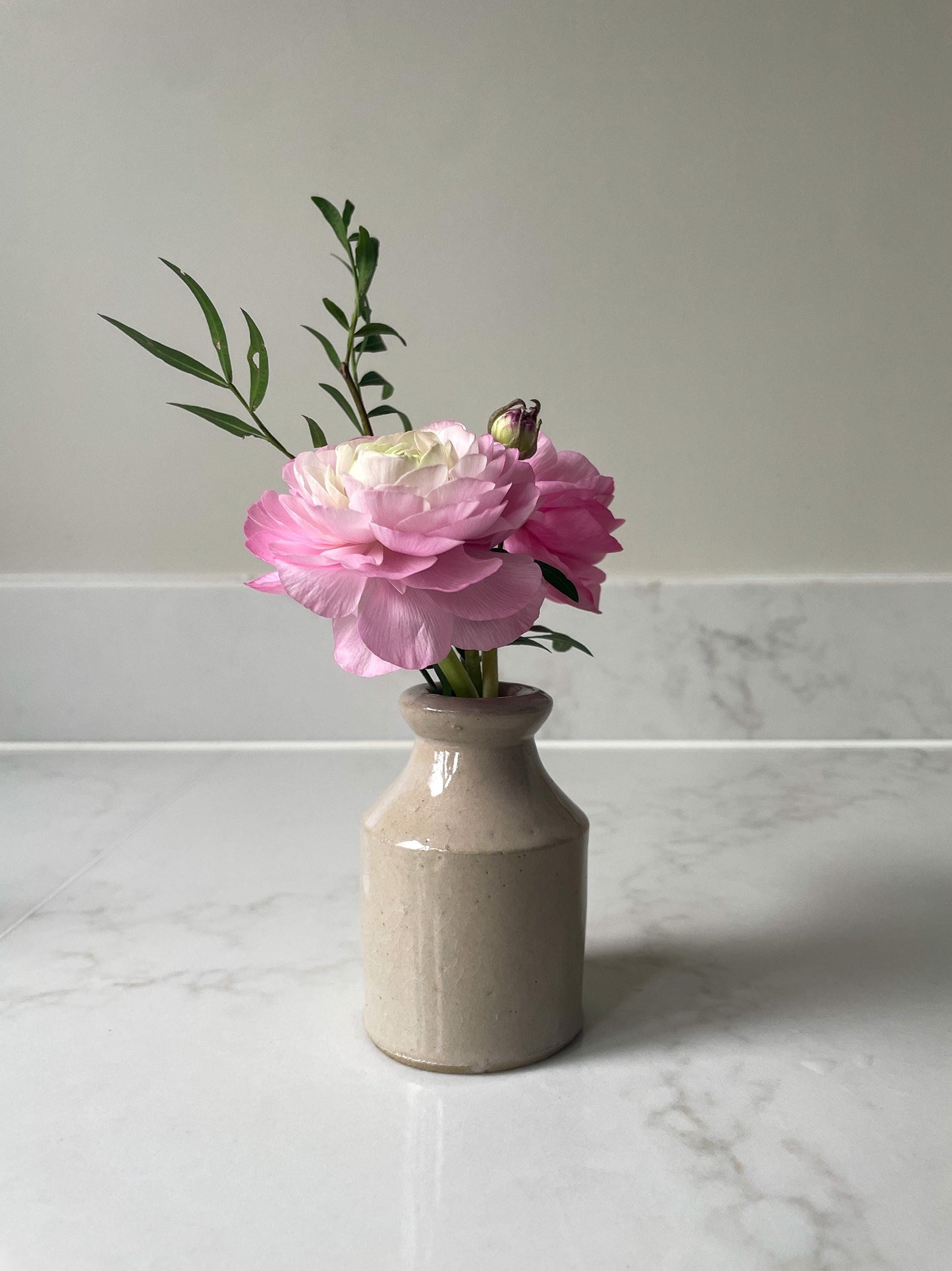 Set of 3 Vintage Victorian Stoneware Bud Vases
