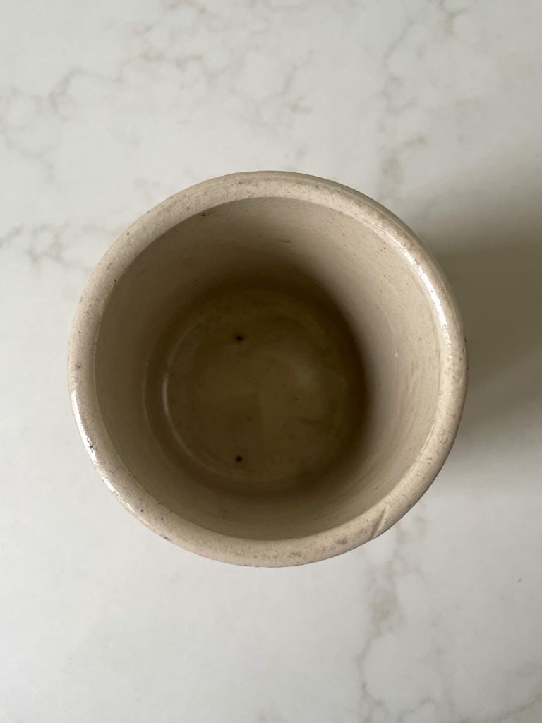 Vintage Victorian Stoneware Pot Beige Toothbrush Holder