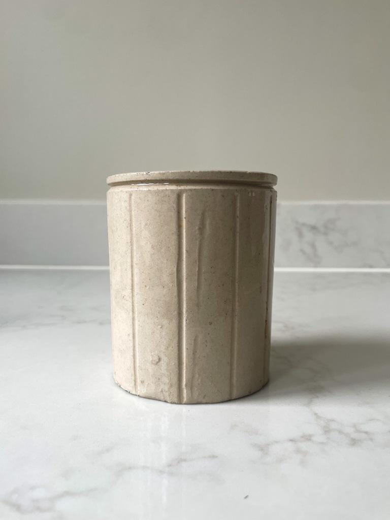 Vintage Victorian Stoneware Pot Beige Toothbrush Holder