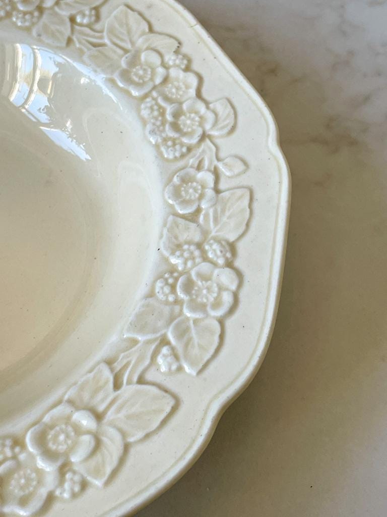 Pair of Cream vintage Crown Ducal Gainsborough Bowls Embossed with Flowers and Leaves