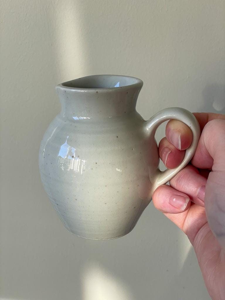 Vintage White Glazed French Milk Jug