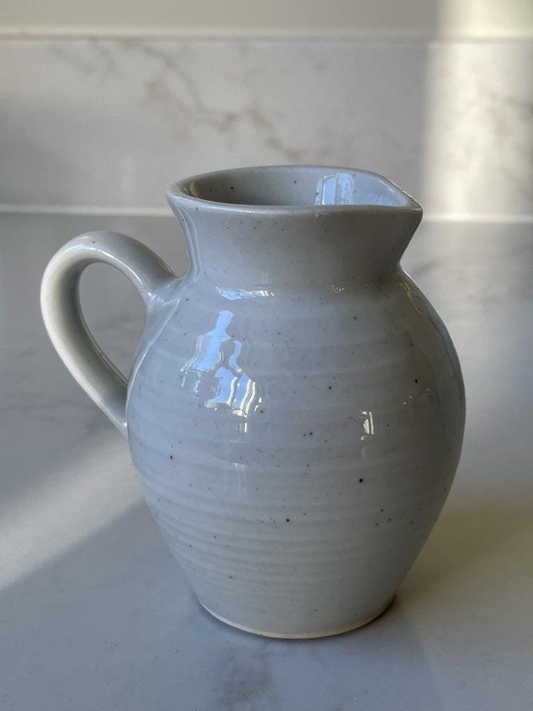 Vintage White Glazed French Milk Jug