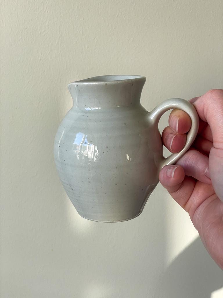 Vintage White Glazed French Milk Jug