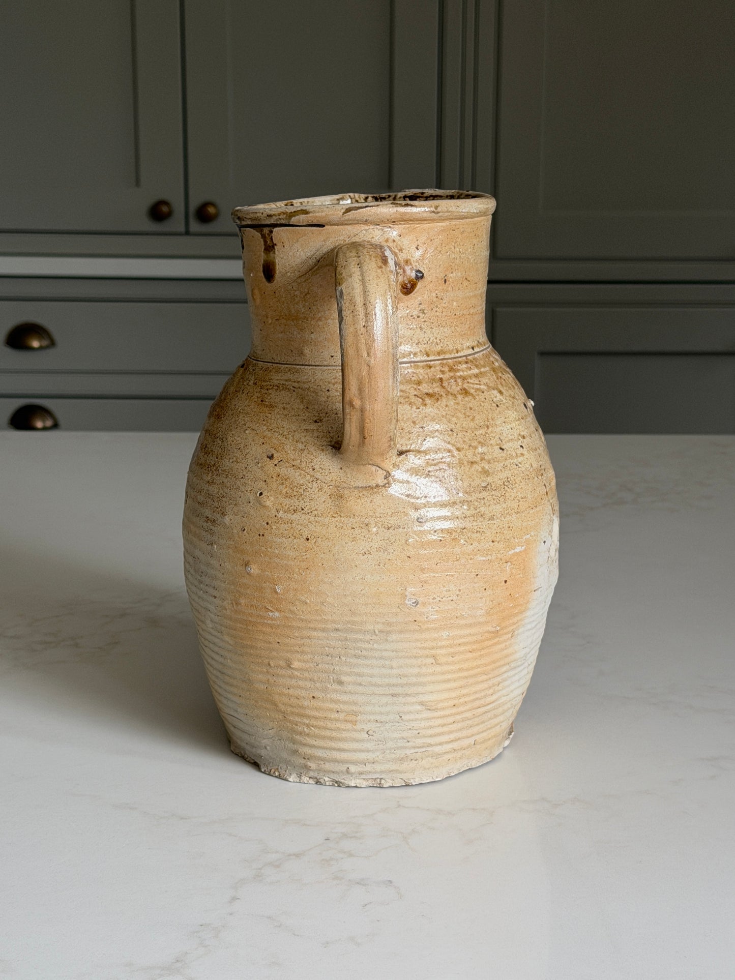 Wide Neck French Jug - Olive