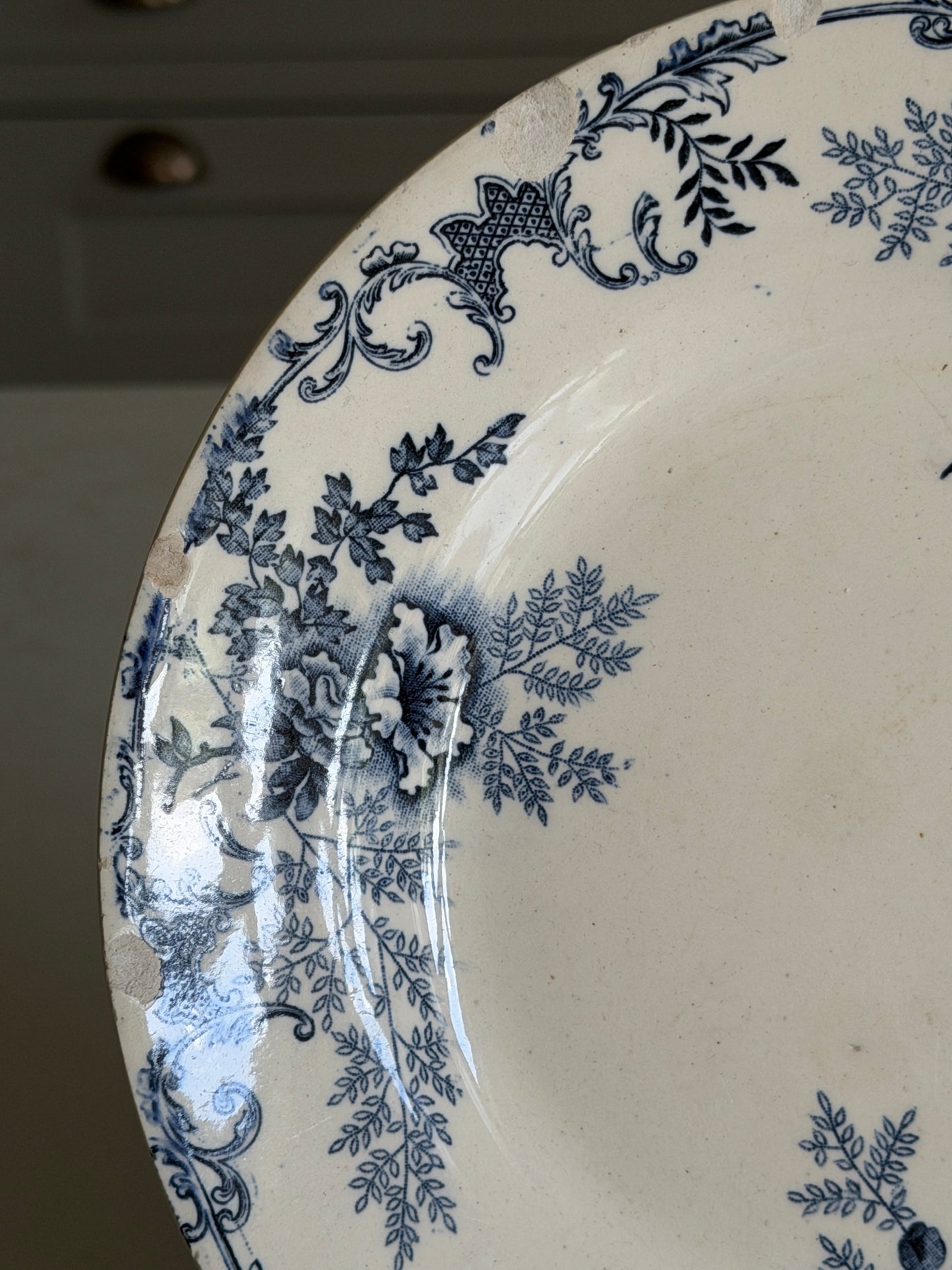 French Blue and White Floral Plate