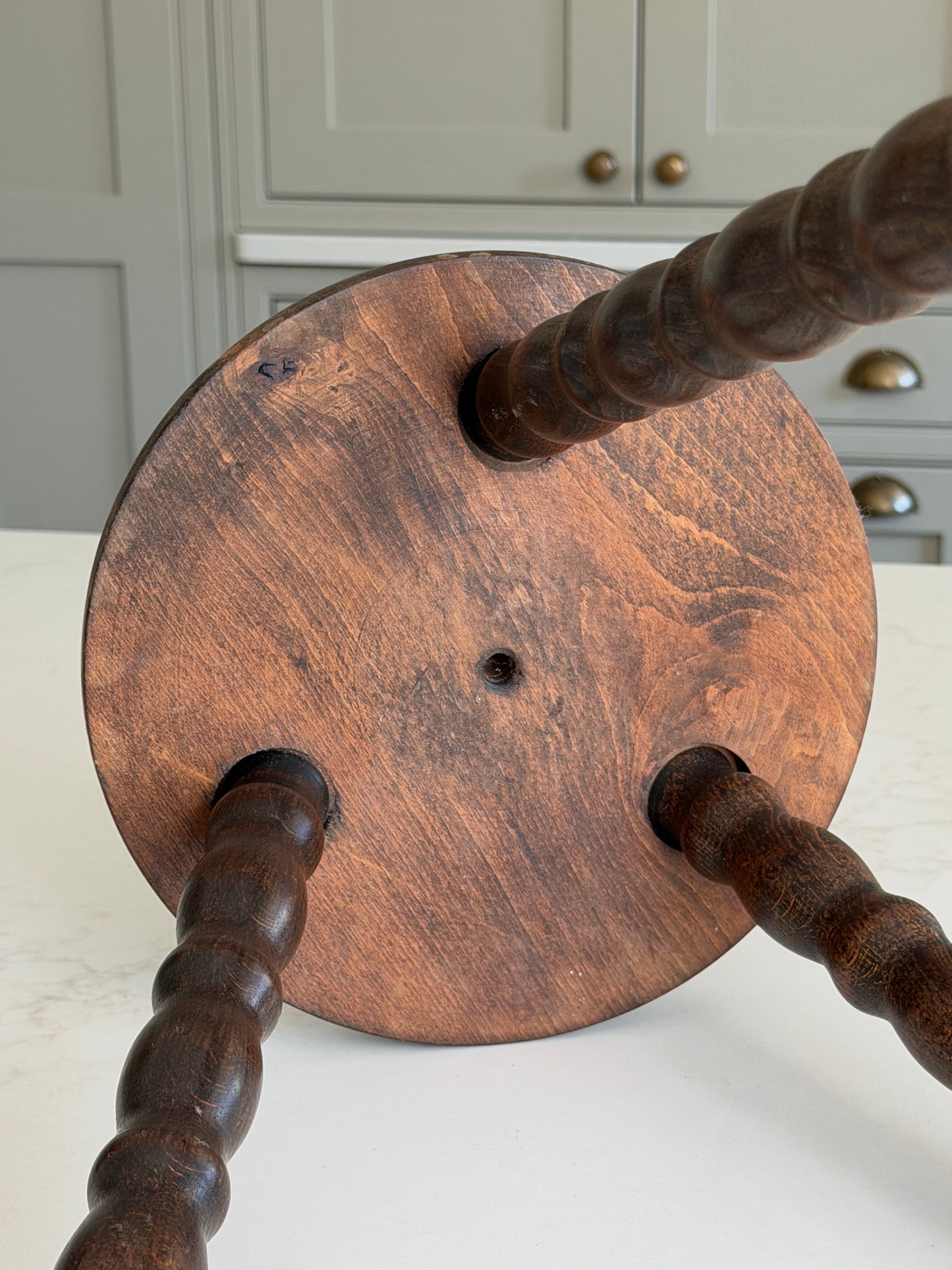 Small Round French Bobbin Milking Stool