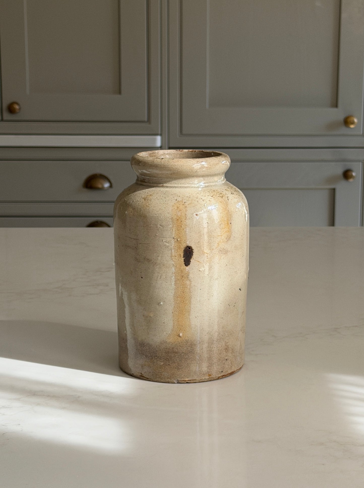Green Grey French Stoneware pot