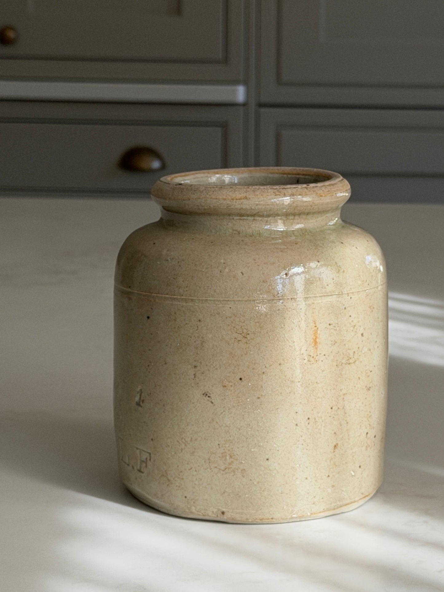 Medium Mustard Pot - Greeny-Grey