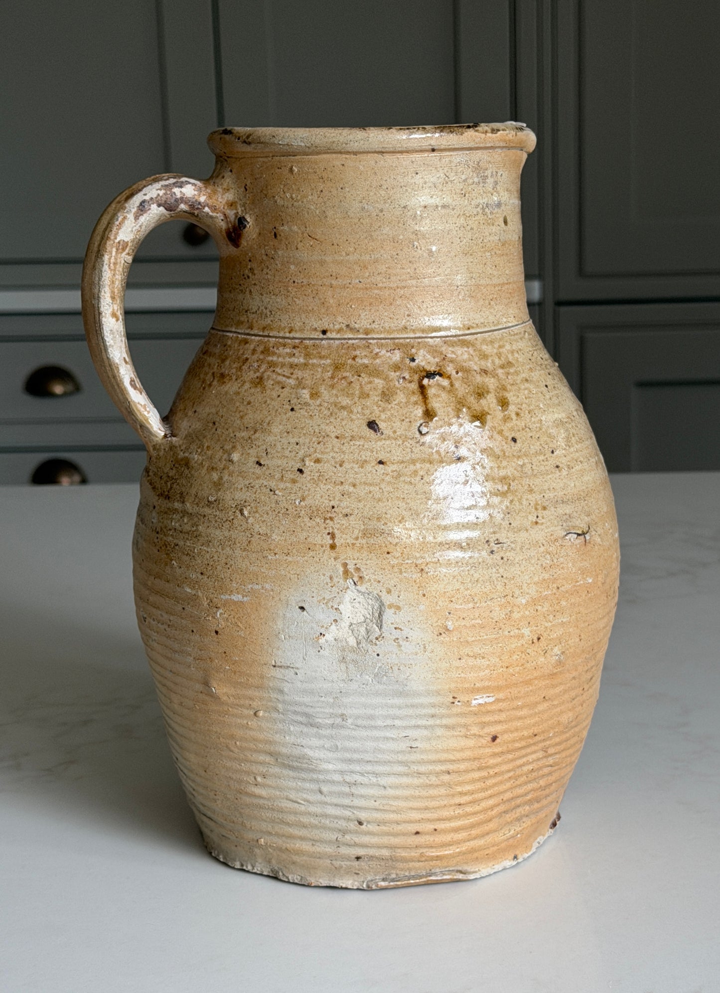 Wide Neck French Jug - Olive