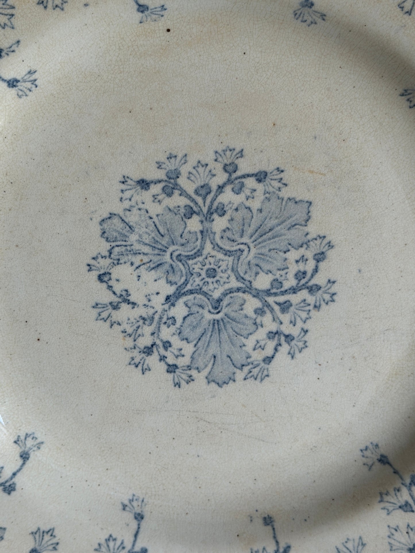 French Blue and White Vine Plate