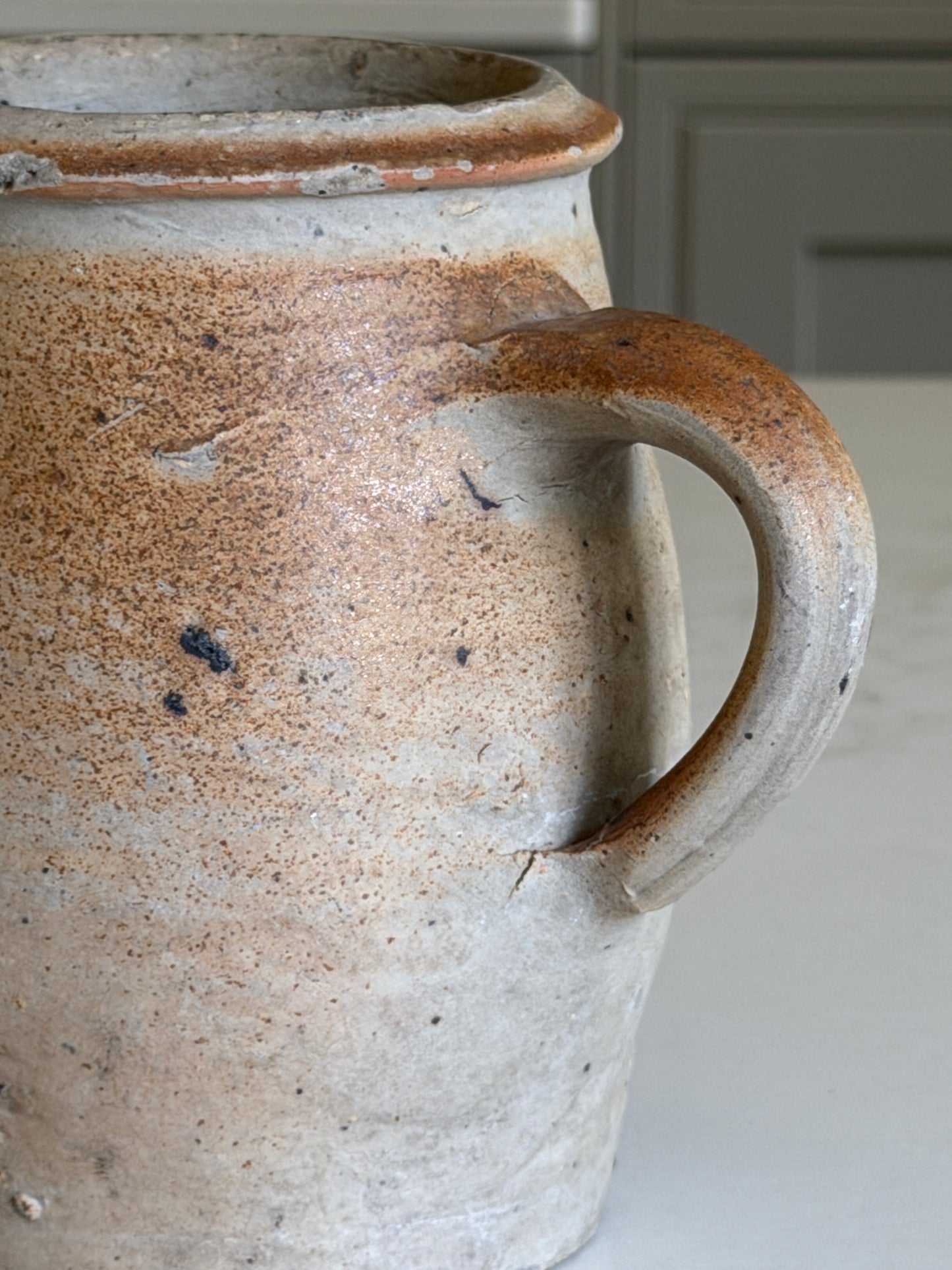 Small Matte Brown-Grey Wide Neck French jug