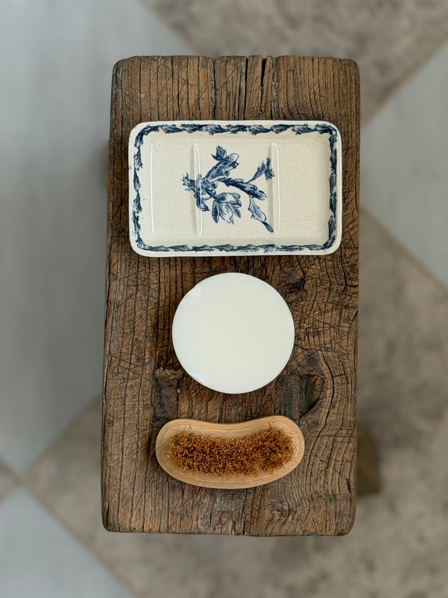 French Floral Blue & White Soap Dish