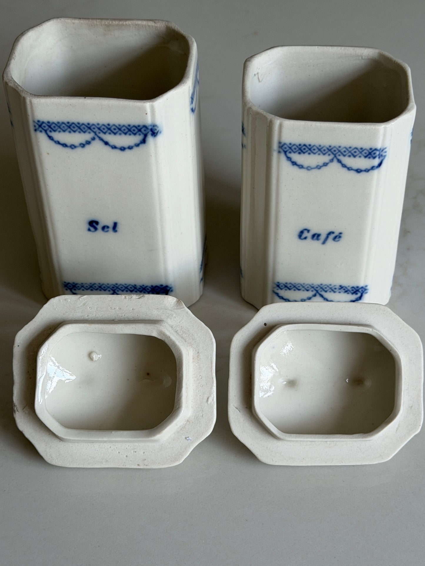 Blue and White Salt & Coffee Canisters