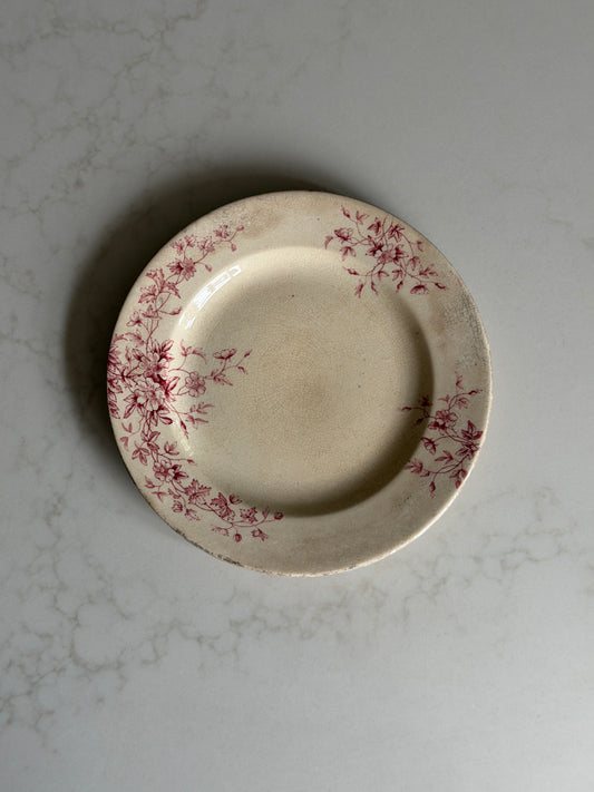 English Dusky Pink Floral Plate