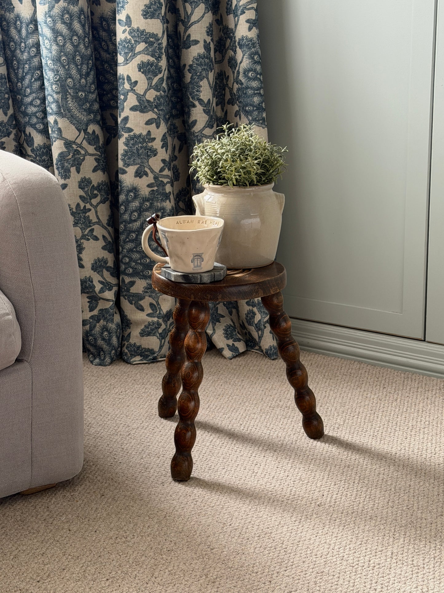 Small Round French Bobbin Milking Stool