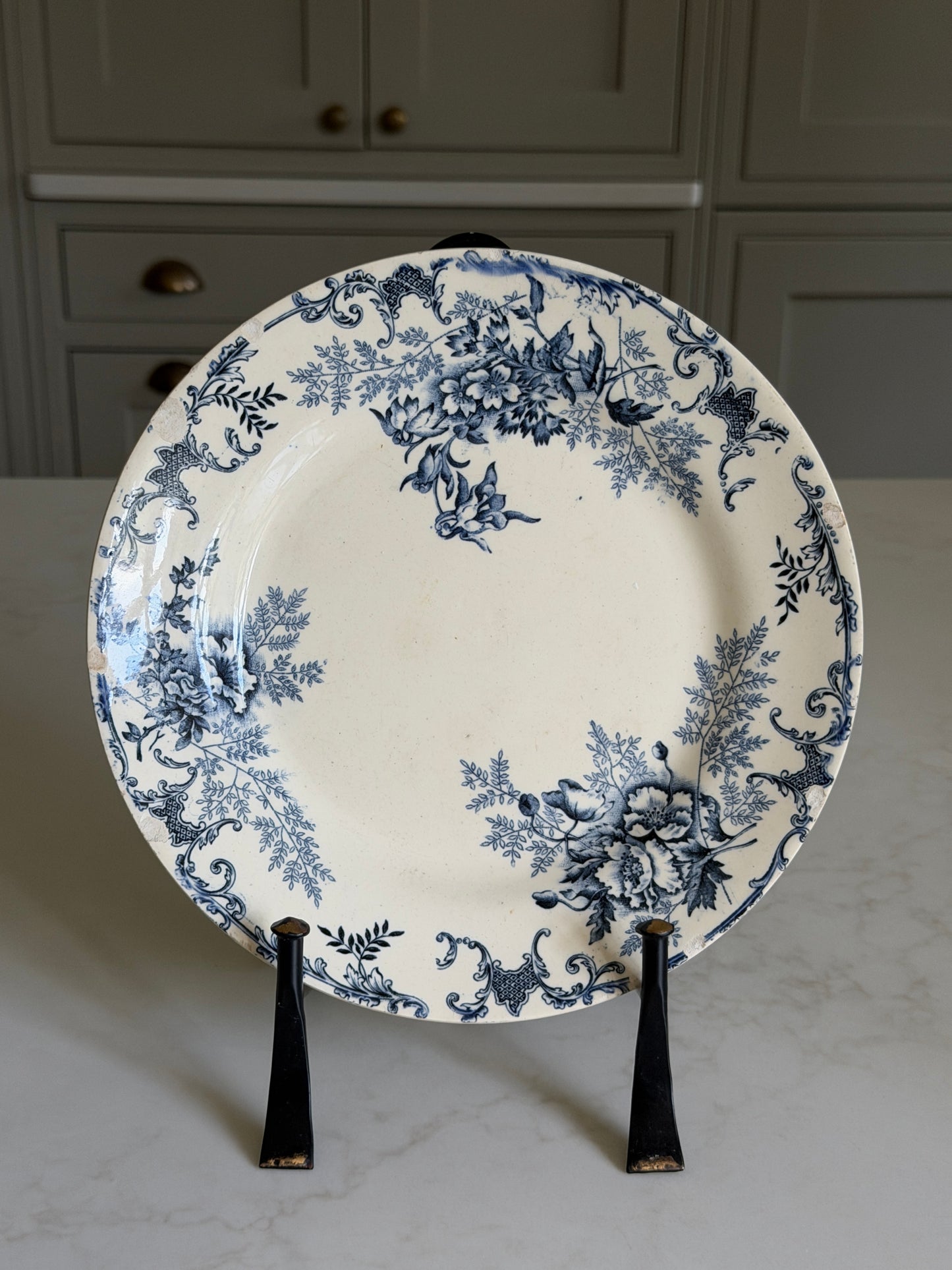 French Blue and White Floral Plate