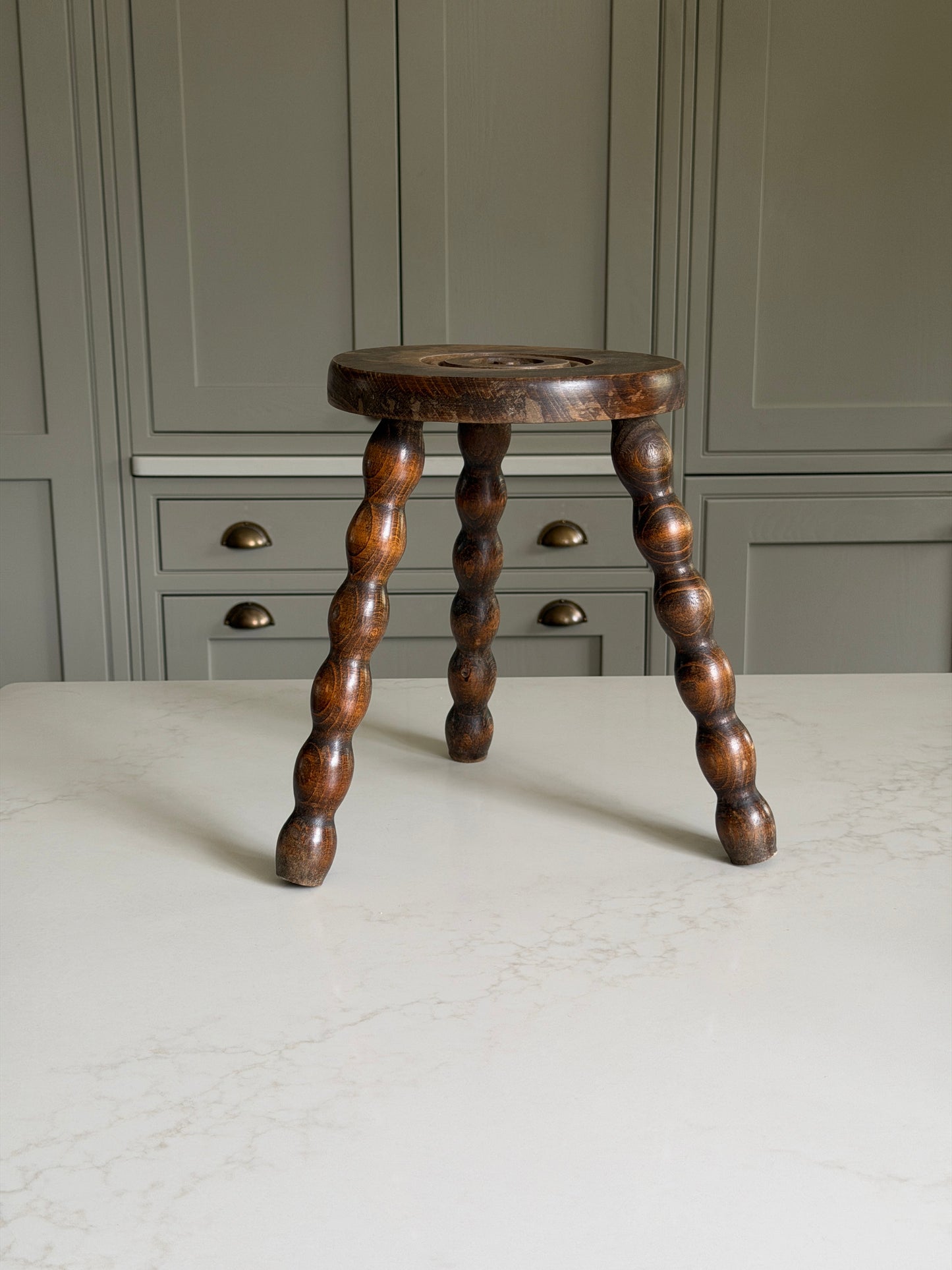 Small Round French Bobbin Milking Stool