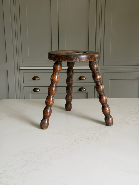 Small Round French Bobbin Milking Stool