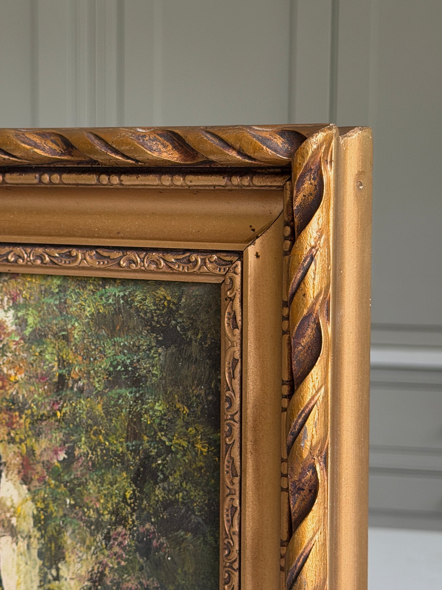 Signed Woodland Oil Painting in an Ornate Gilt Frame