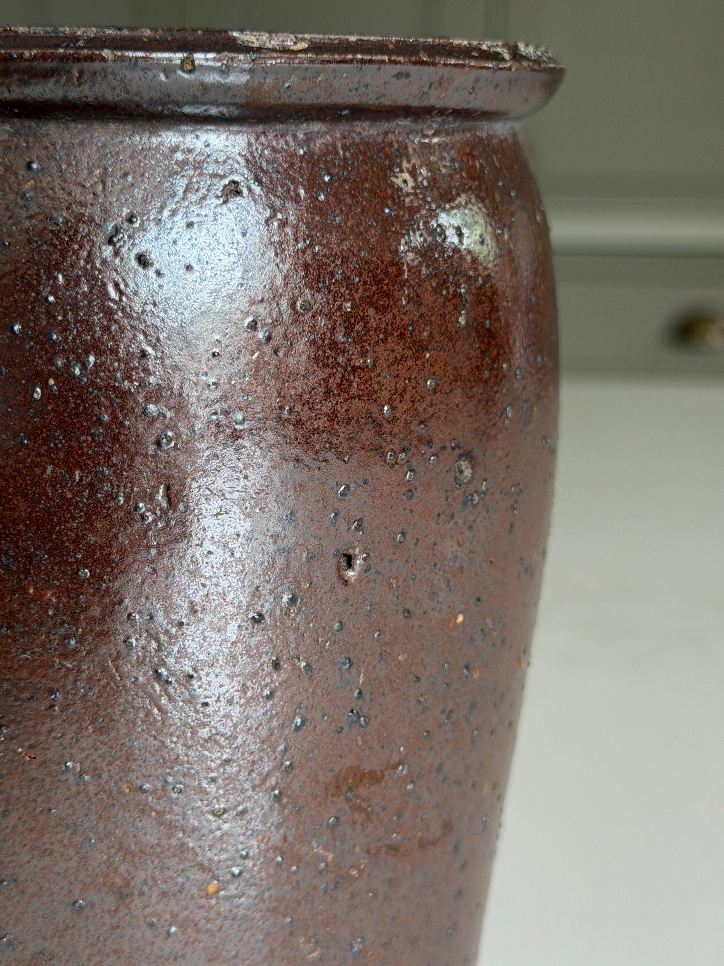 Dark Brown Stoneware Pot