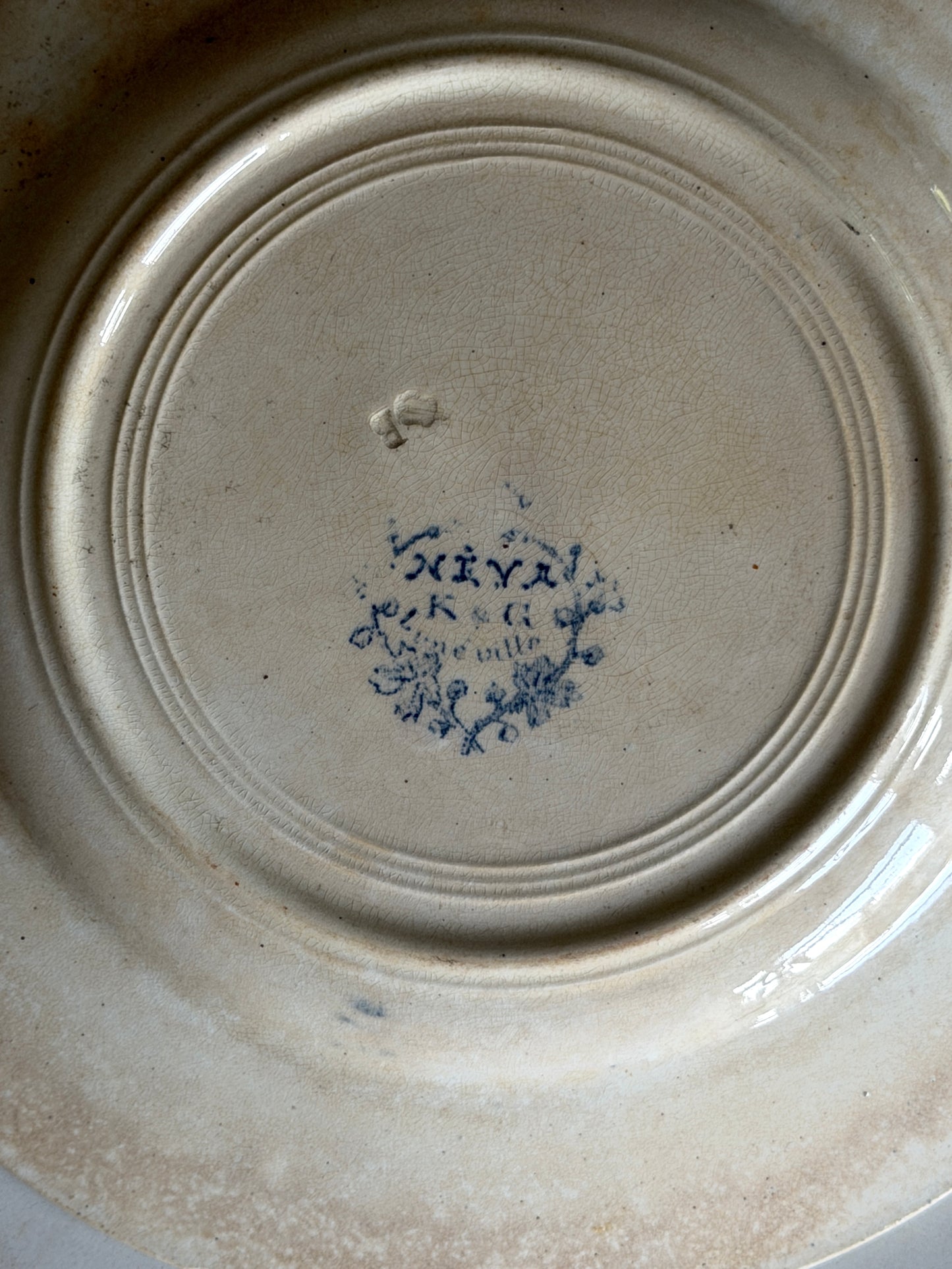 French Blue and White Vine Plate
