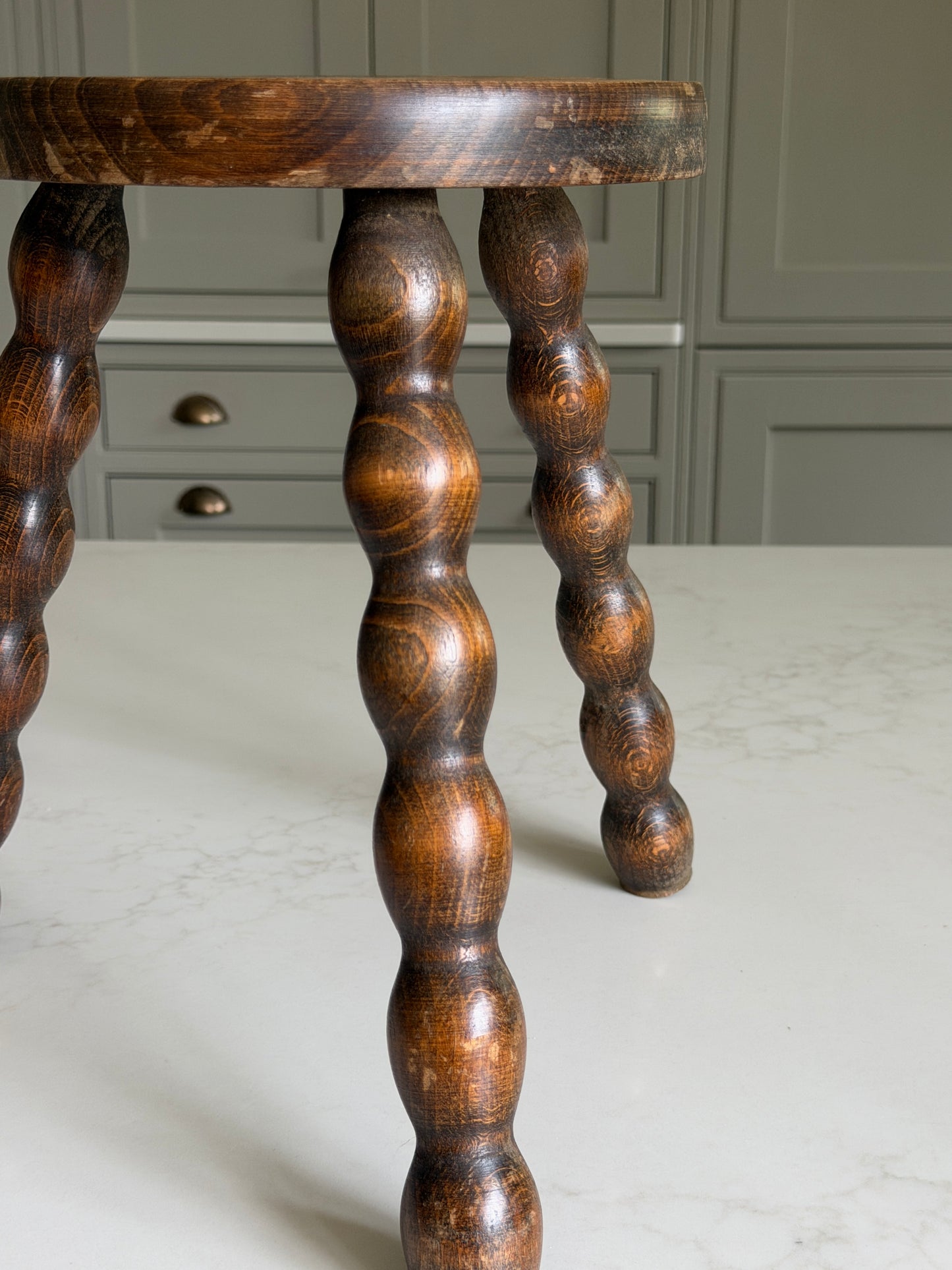 Small Round French Bobbin Milking Stool