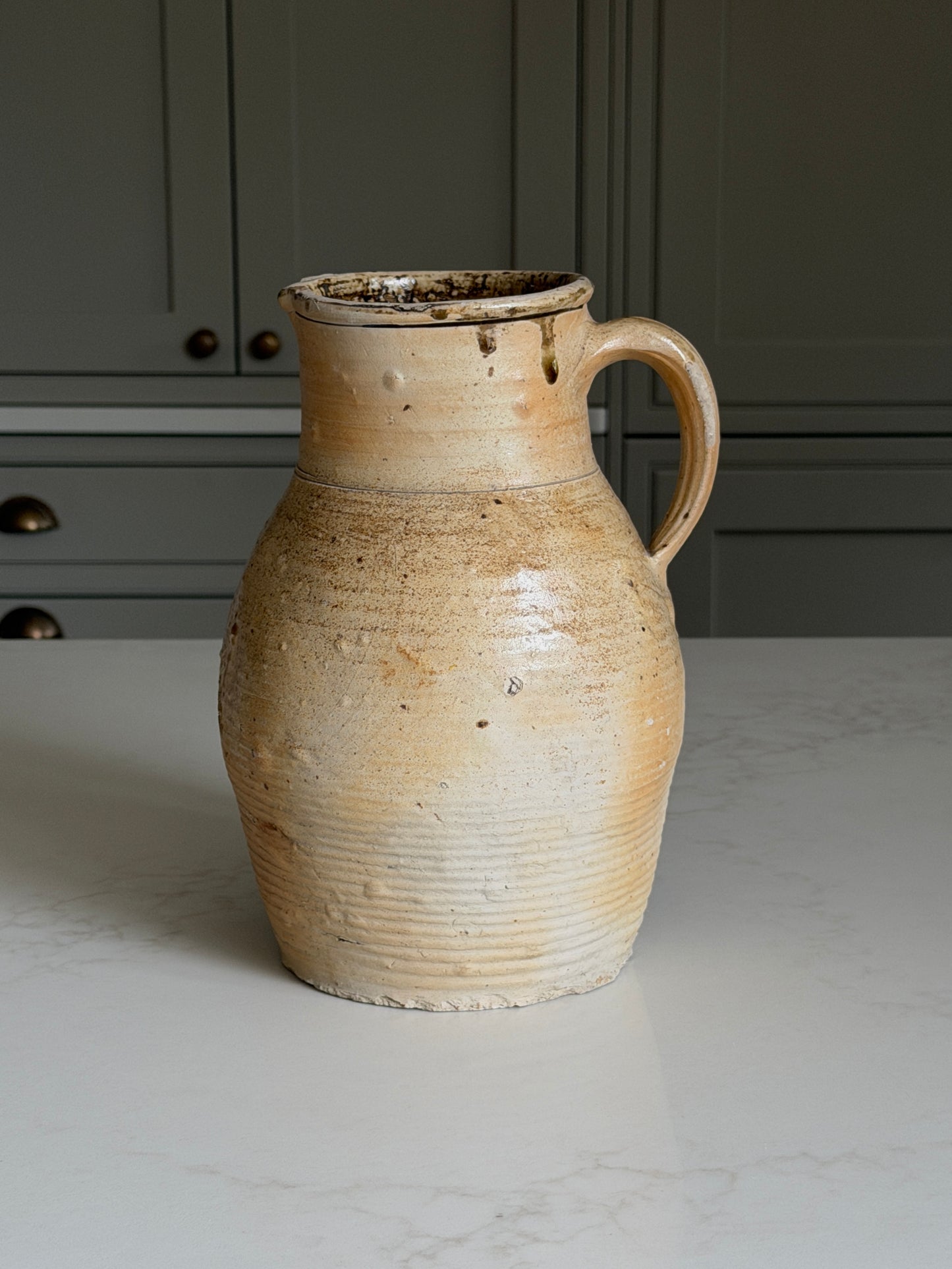 Wide Neck French Jug - Olive