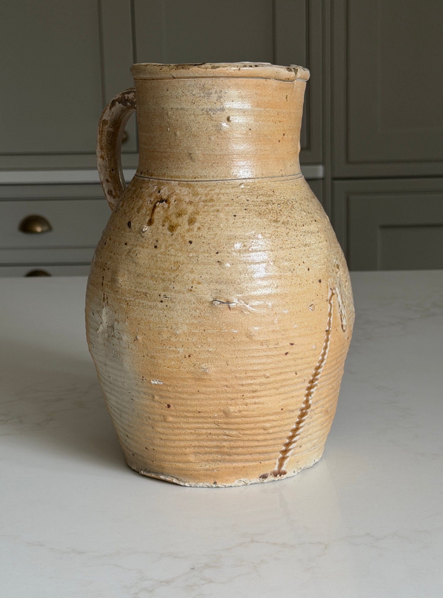 Wide Neck French Jug - Olive