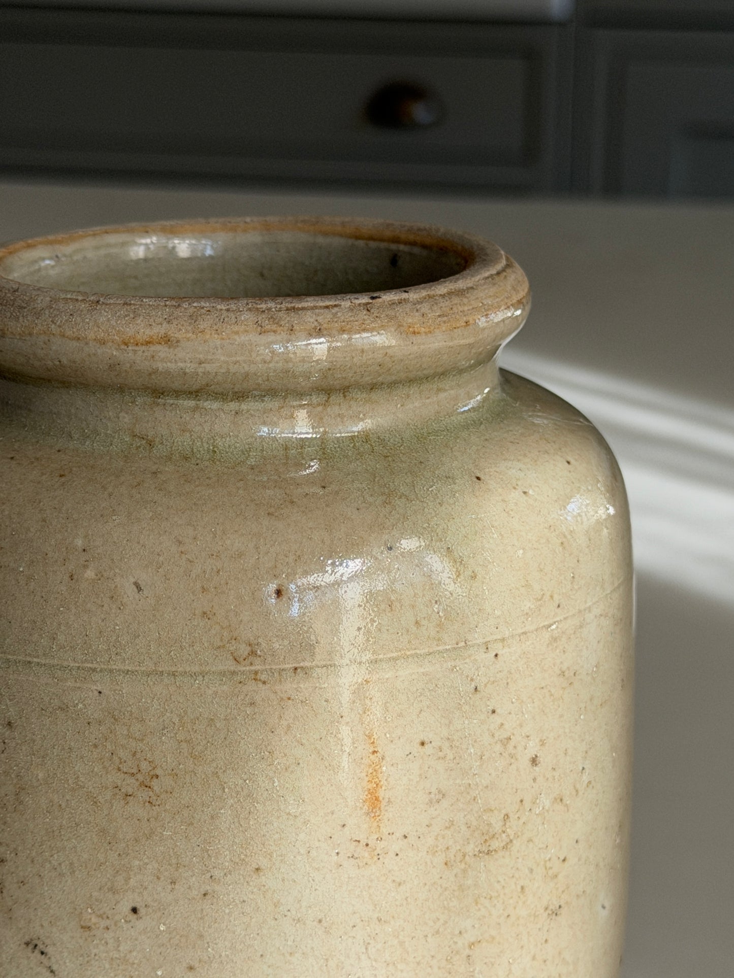 Medium Mustard Pot - Greeny-Grey