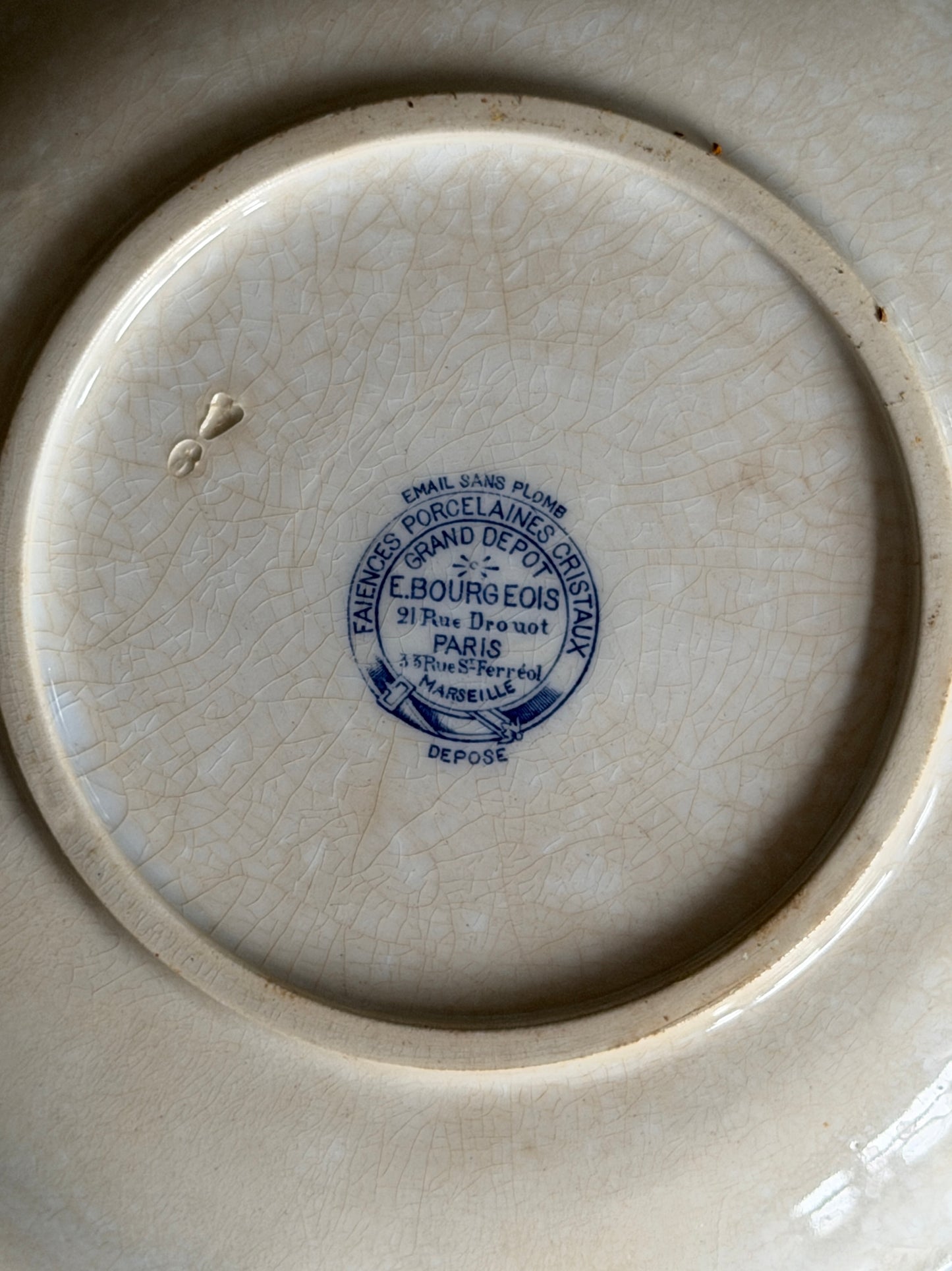 French Blue & White Shallow Serving Bowl