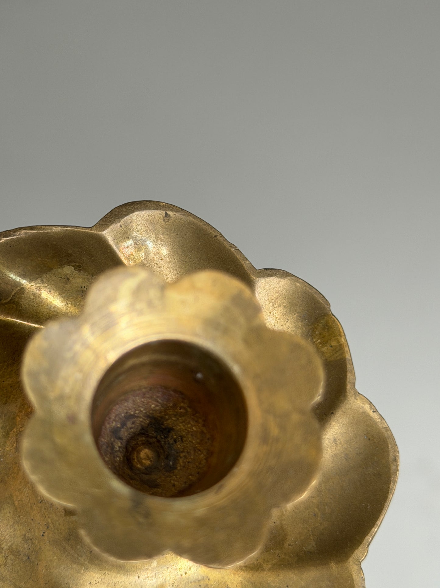 Scalloped Brass Candlestick Holder