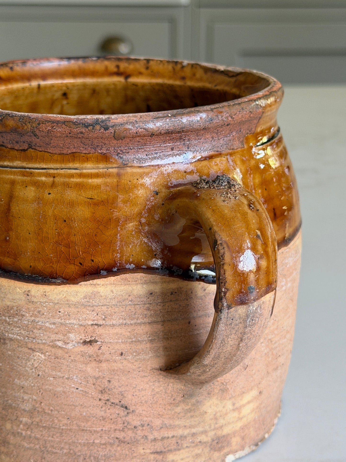 Small Amber Wide Neck French Jug