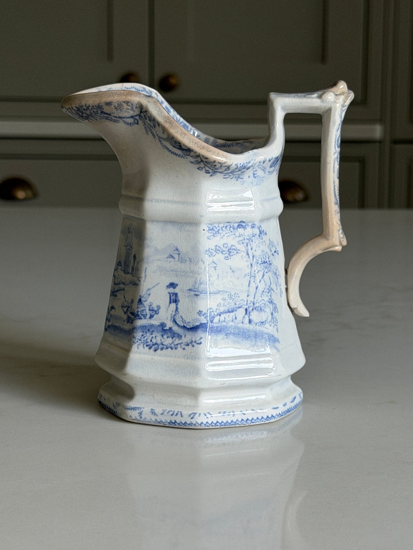Victorian Blue & White Jug