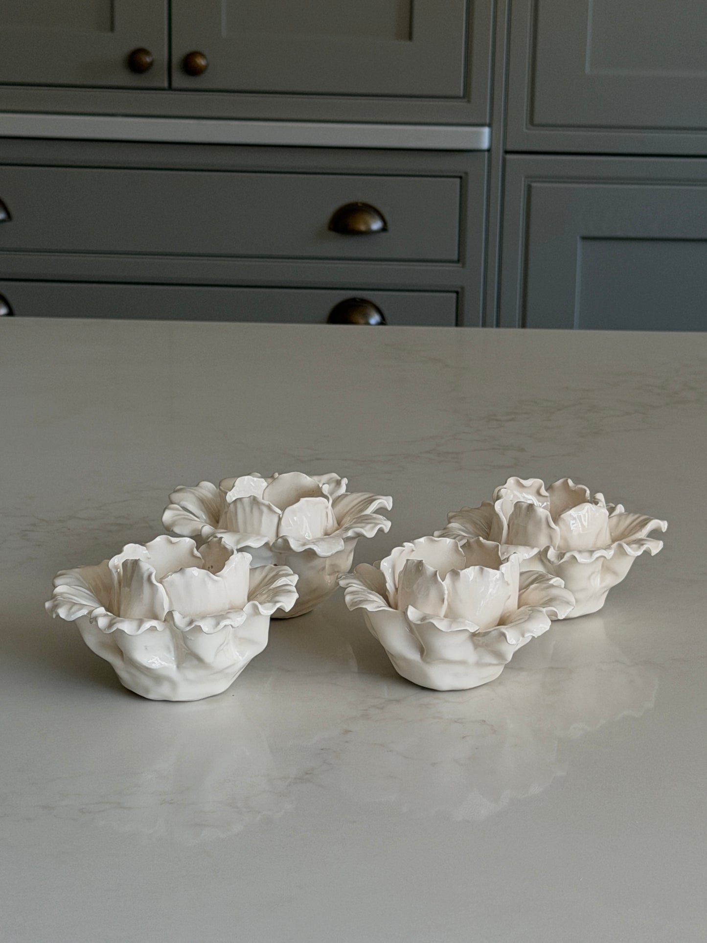 Studio Pottery Floral Tealight Holders